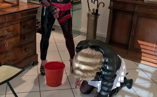Piss on thigh boots and maid